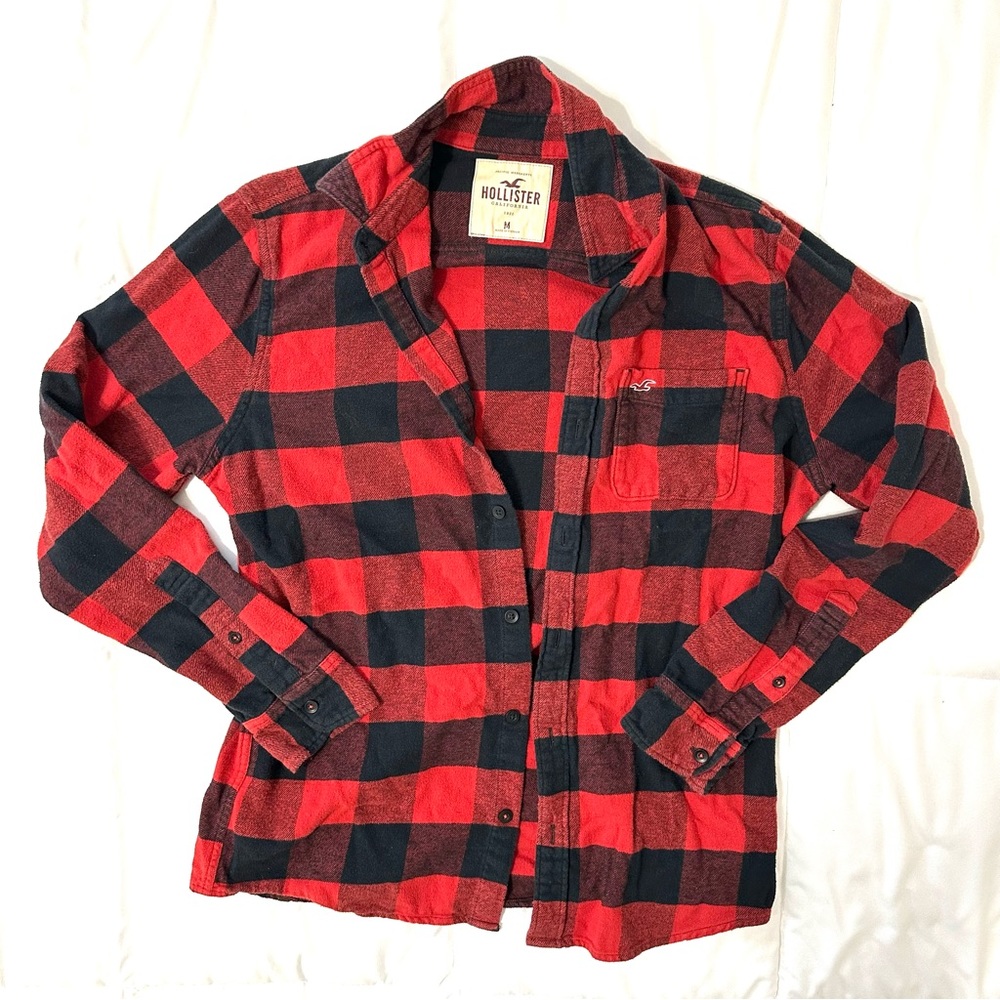 Hollister Red and Black Checkered Flannel